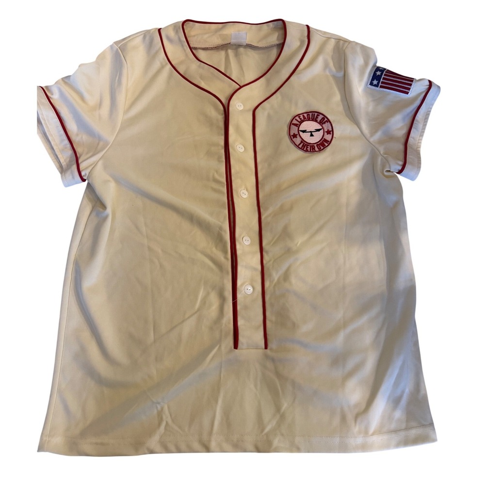 A League Of Their Own Unisex Baseball Jersey XL Cream Rockford Peaches Costume